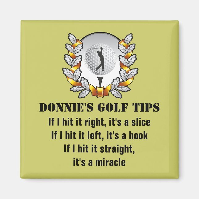 Personalised Golf Tip Golfer Green Magnet (Front)