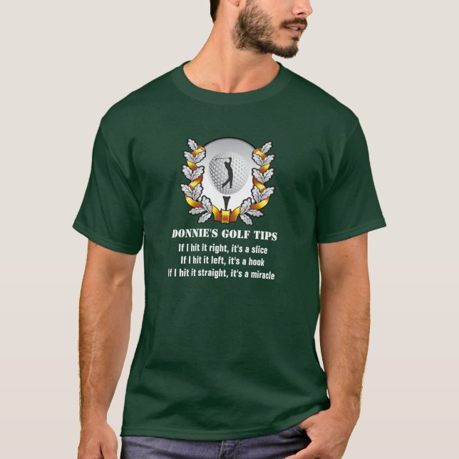 Personalised Golf Tip Golfer Green T-Shirt (Front)
