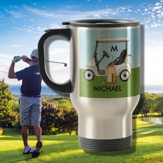 Personalised Golf with Cart Commuter  Travel Mug (Creator Uploaded)
