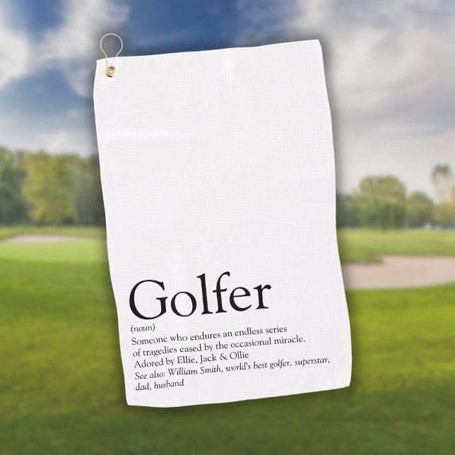 Personalised Golfer Definition Black and White Golf Towel (Personalized Golfer Definition Black and White Golf Towel)