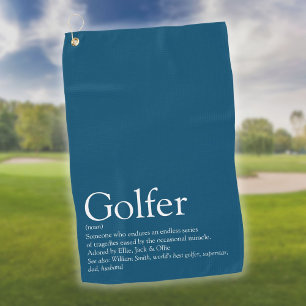 Personalised Golfer Definition Modern Blue Golf Towel