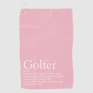 Personalised Golfer Definition Pink Golf Towel