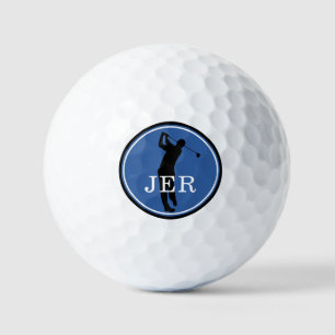 Personalised Golfer Silhouette Monogram Initials Golf Balls