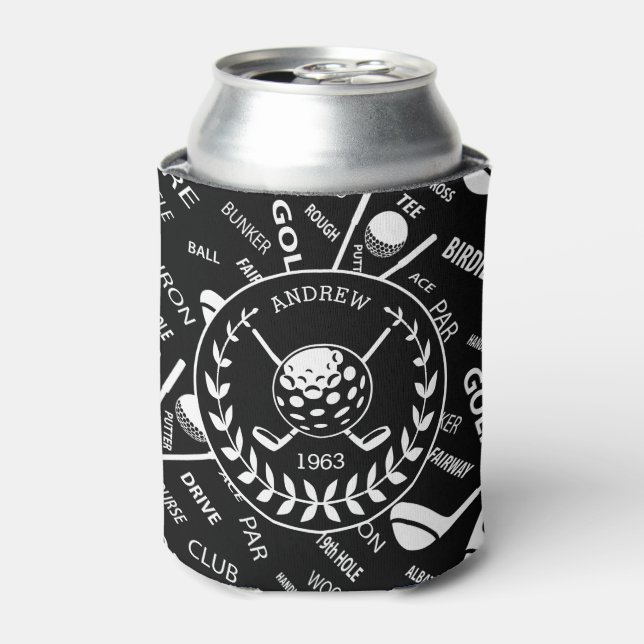 Personalised golfer stylish golf logo can cooler (Can Front)