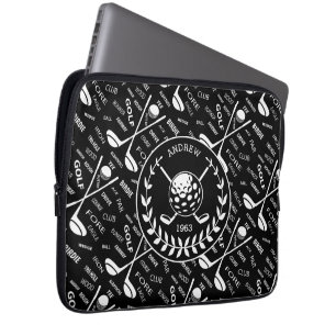 Personalised golfer stylish golf logo laptop sleeve