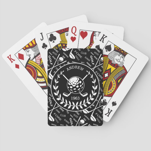 Personalised golfer stylish golf logo playing cards (Back)