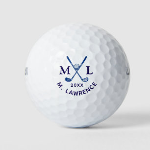 Personalised Golfers Name Crossed Clubs Golf Balls
