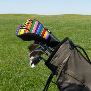 Personalised Golfing Rainbow Striped  Golf Head Cover