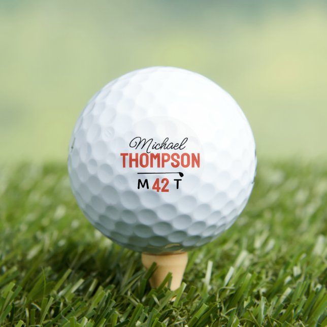 Personalised GolfPlayer's Name Monogram Age Golf Balls (Insitu Tee)