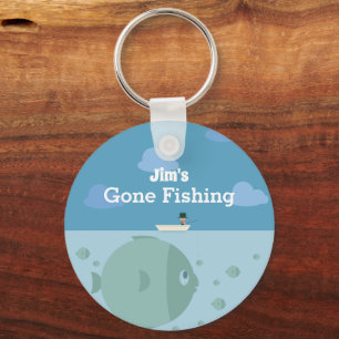 Personalised Gone Fishing Name Keychain