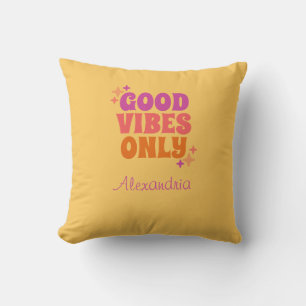 Personalised Good Vibes Yellow Cushion