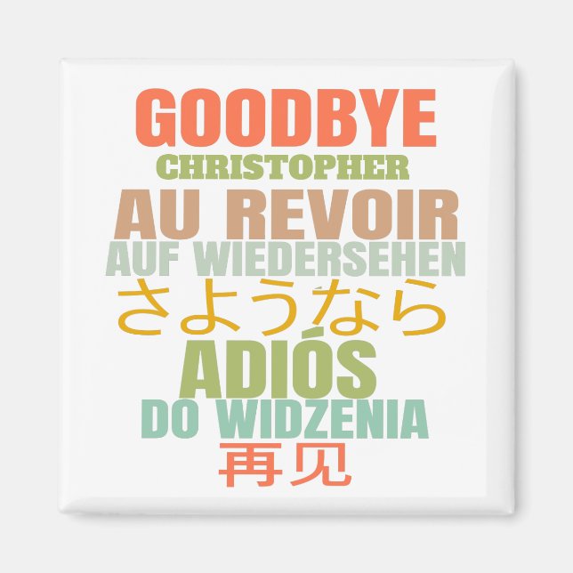 Personalised Goodbye Leaving Au Revoir Typography Magnet (Front)