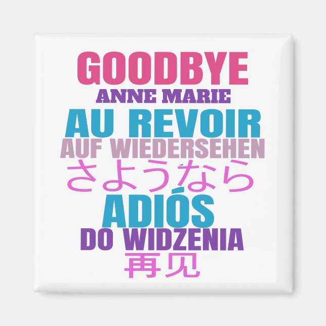 Personalised Goodbye Leaving Au Revoir Typography  Magnet (Front)