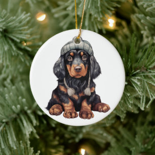 Personalised Gordon Setter Dog Ceramic Tree Decoration