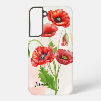 Personalised Gorgeious Watercolour Poppies Print Samsung Galaxy Case
