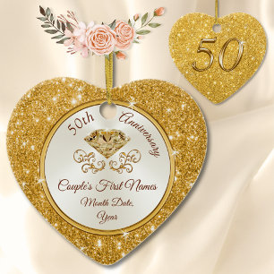 Personalised Gorgeous Golden Anniversary Ornament