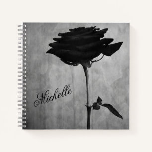 Personalised Gothic Black Rose Notebook