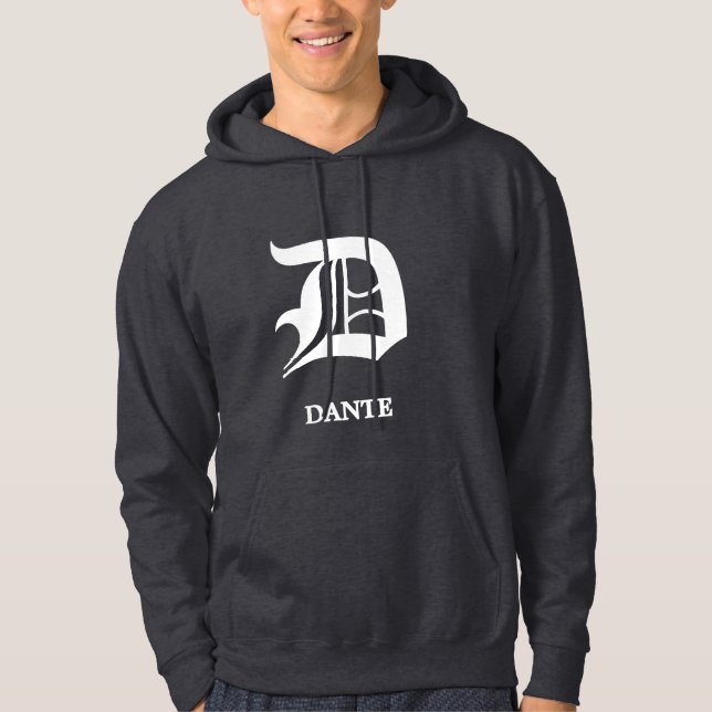 Personalised Gothic Blackletter Monogram Hoodie (Front)