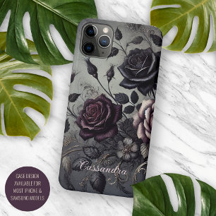 Personalised Gothic Dark Rose Floral Victorian Case-Mate iPhone Case