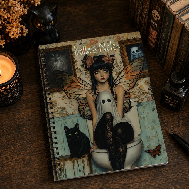 Personalised Gothic Fairy Ghost Cat Notebook (Creator Uploaded)