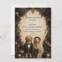 Personalised Gothic Golden Retriever Halloween Wed