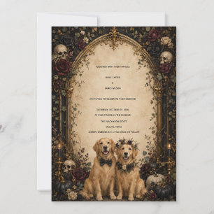 Personalised Gothic Skull Golden Retriever Invitation