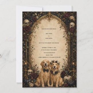 Personalised Gothic Skull Golden Retriever Invitation