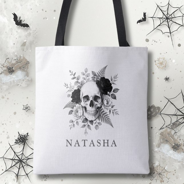 Personalised Gothic Skull Halloween Tote Bag (Creator Uploaded)