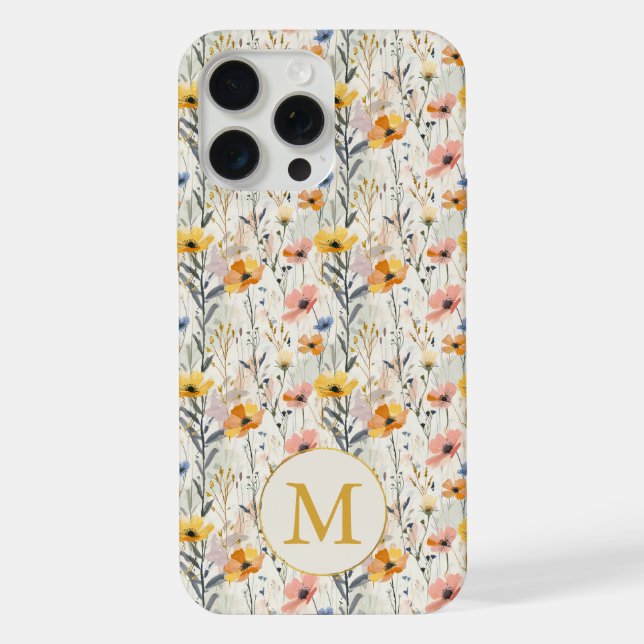 Personalised Gouache Meadow Flowers Pattern iPhone Case (Back)