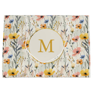 Personalised Gouache Meadow Flowers Pattern Large Gift Bag