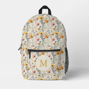 Personalised Gouache Meadow Flowers Pattern Printed Backpack