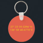 Personalised GPS keychain<br><div class="desc">copy paste coordinates from www.latpluslong.com</div>