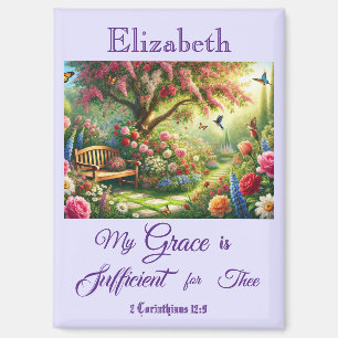 Personalised Grace Scripture Floral Garden Magnet
