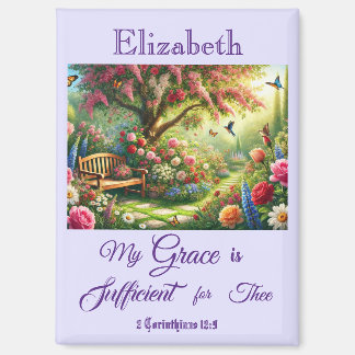 Personalised Grace Scripture Floral Garden Magnet 