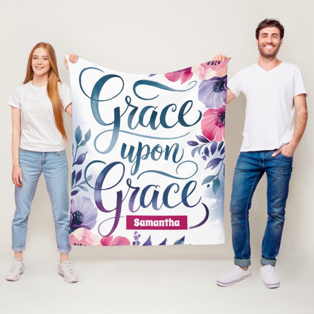 Personalised Grace Upon Grace Christian  Fleece Blanket (In Situ)