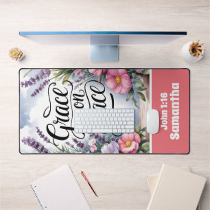 Personalised Grace Upon Grace Christian Women Desk Mat