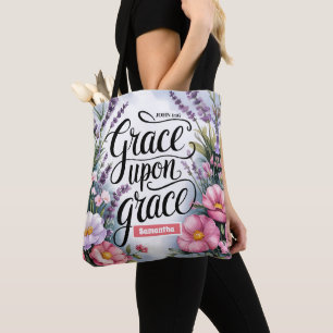 Personalised Grace Upon Grace Christian Women Tote Bag