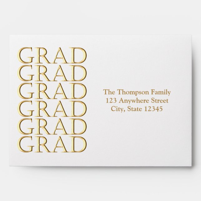 Personalised GRAD Envelope-decorated liner Gold Envelope (Front)