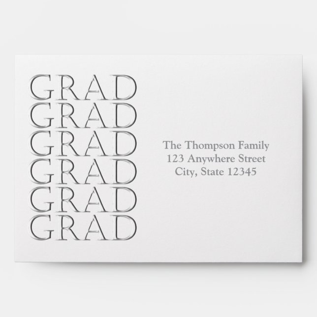 Personalised GRAD Envelope-decorated liner Silver Envelope (Front)