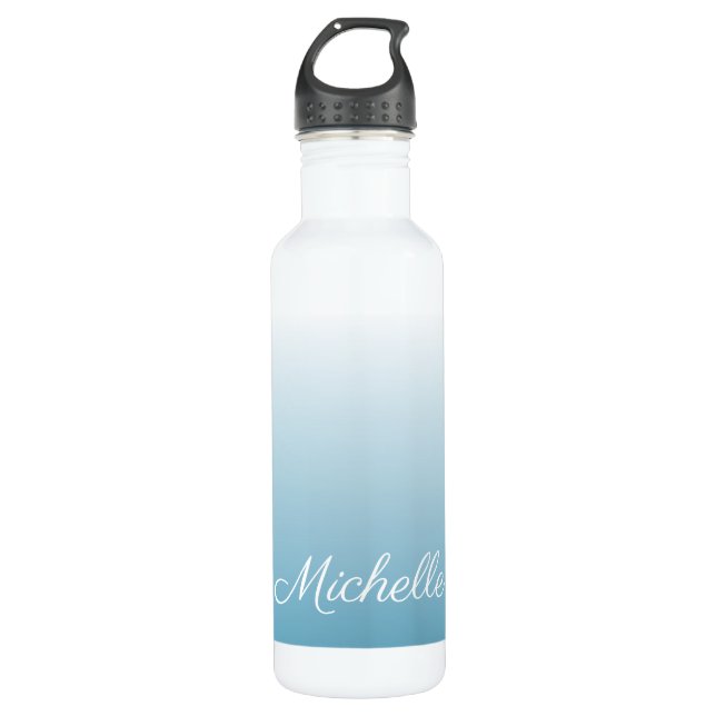 Personalised gradient ombre angel blue 710 ml water bottle (Front)