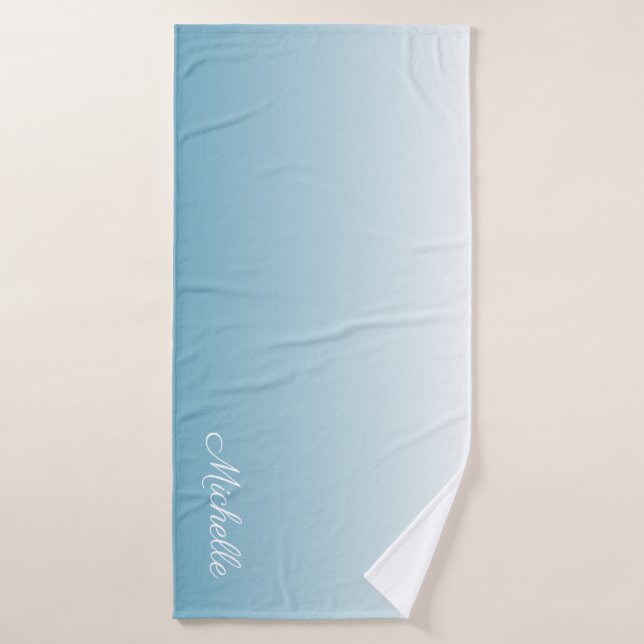 Personalised gradient ombre angel blue bath towel (Bath Towel)