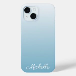 Personalised gradient ombre angel blue iPhone 15 case