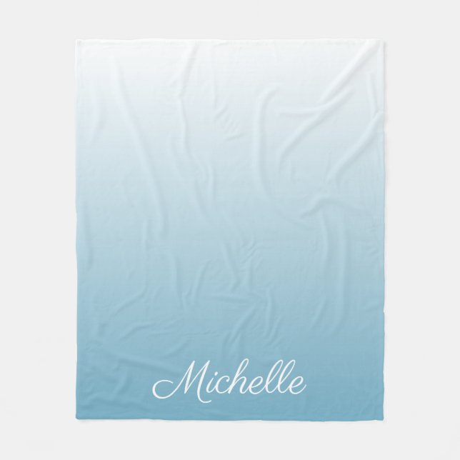 Personalised gradient ombre angel blue fleece blanket (Front)