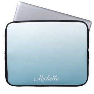 Personalised gradient ombre angel blue laptop sleeve