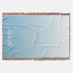 Personalised gradient ombre angel blue throw blanket