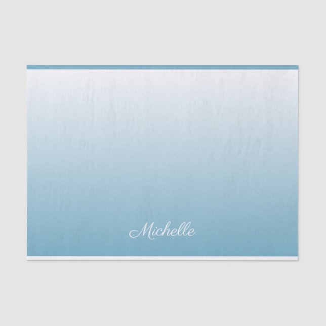 Personalised gradient ombre angel blue tissue paper (Front)