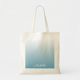 Personalised gradient ombre angel blue tote bag