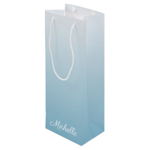 Personalised gradient ombre angel blue wine gift bag
