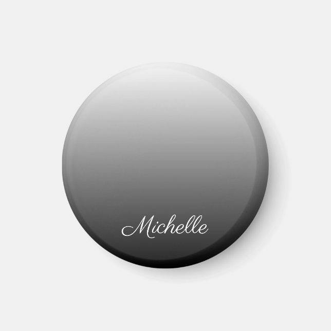 Personalised gradient ombre black shades of grey magnet (Front)