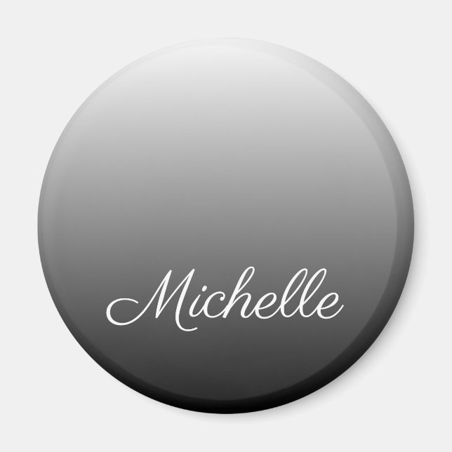 Personalised gradient ombre black shades of grey magnet (Front)